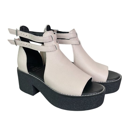 OASIS SOCIETY Elizabeth Platform Sandal in Neutral Beige Chunky Heel 7.5 NEW! - Picture 3 of 14